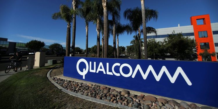 A sign on the Qualcomm campus is seen in San Diego, California, U.S. November 6, 2017. 