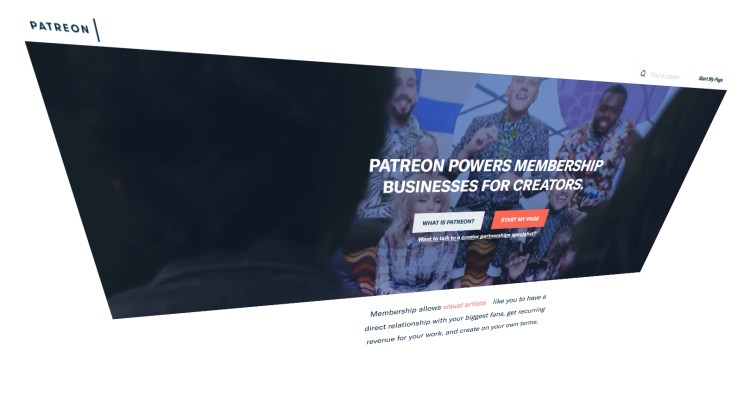 Patreon homepage