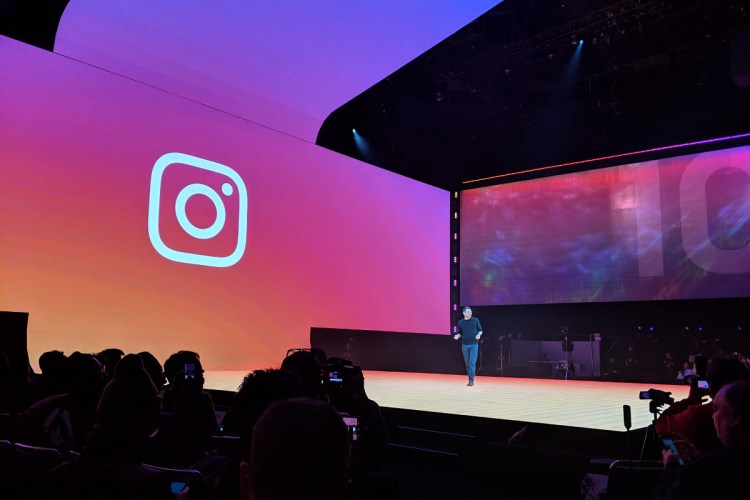 Instagram head Adam Mosseri speaks at Samsung Unpacked at the Bill Graham Civic Auditorium in San Francisco, California