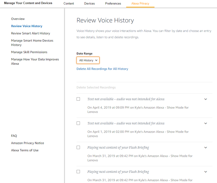 Amazon Alexa privacy