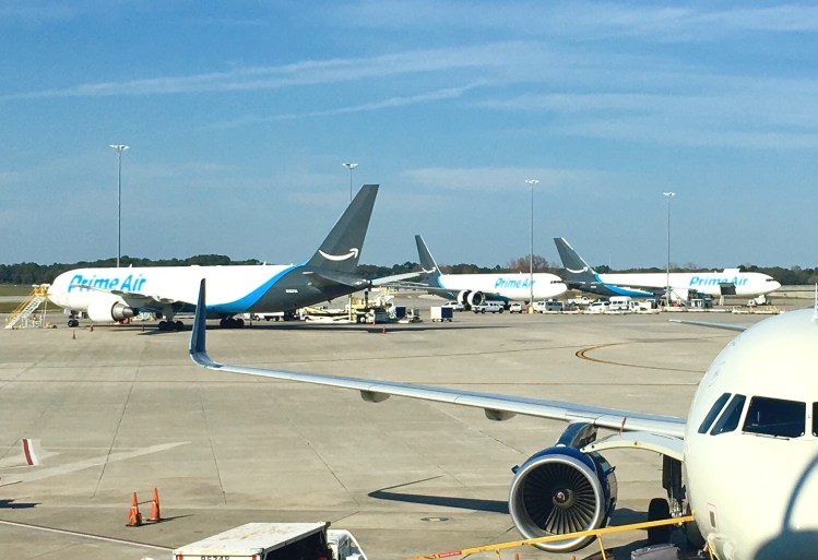 Three Amazon Air 767s at Tampa International Airport