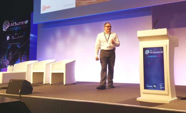 Boris Krumrey, chief robotics office at UiPath, speaking at AI Summit London (2019)
