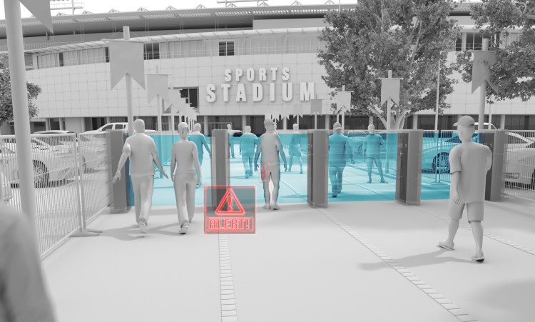Liberty Defense: Computer render of technology in use at sports stadium 