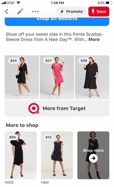 Pinterest product recommendations