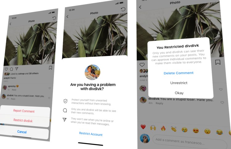 New Instagram bullying features