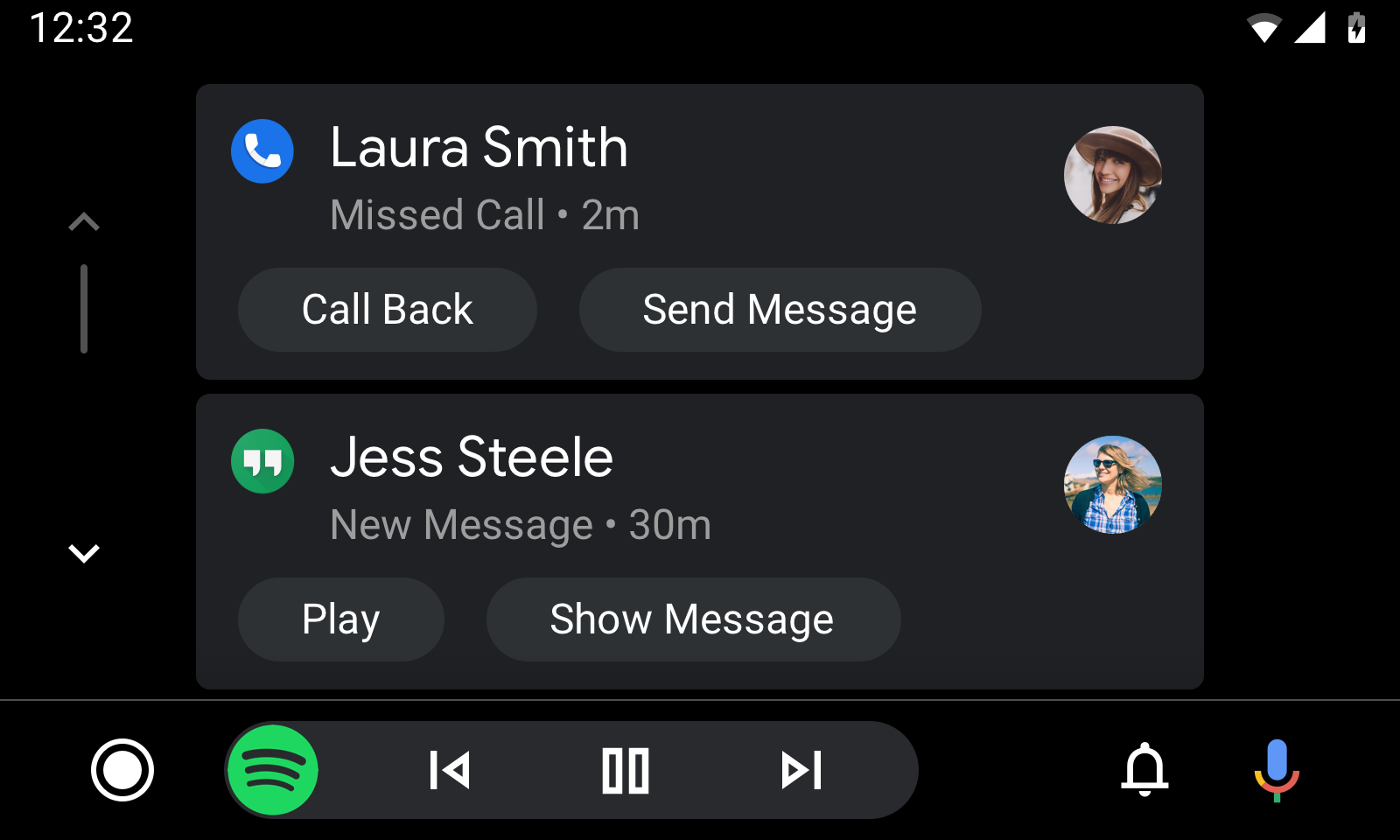 Android Auto notification center