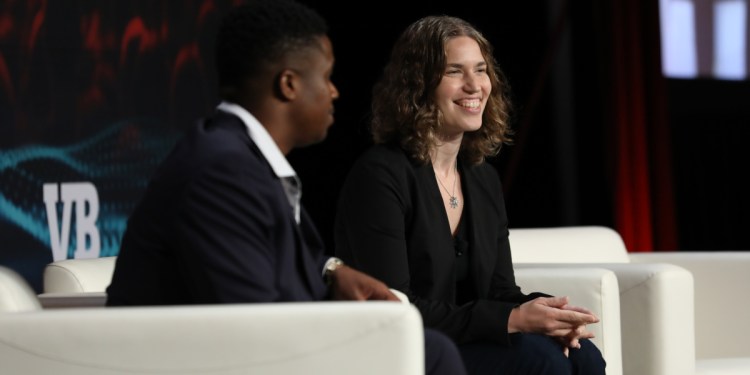 Cloudera general manager  of machine learning Hilary Mason onstage at Transform 2019 held July  11, 2019 in San Francisco