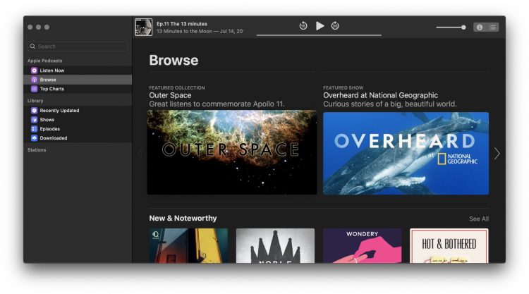 Apple's new Podcasts app for macOS Catalina.