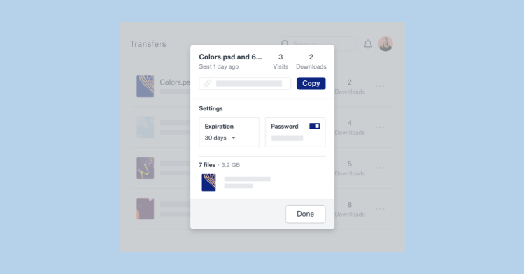 Viewing Dropbox Transfer stats