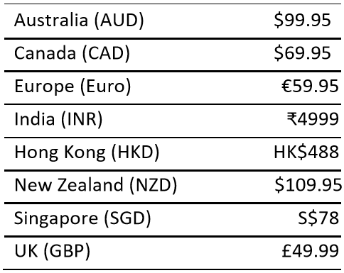 Fitbit Aria Air international pricing
