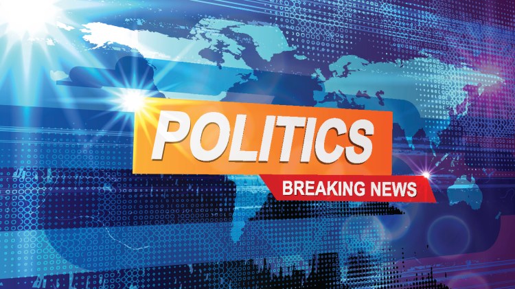 Blue Screensaver for international politics news on the background of the world map.