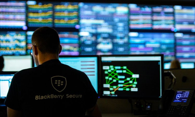 A photo from the BlackBerry Network Operations Center in Waterloo, Canada.