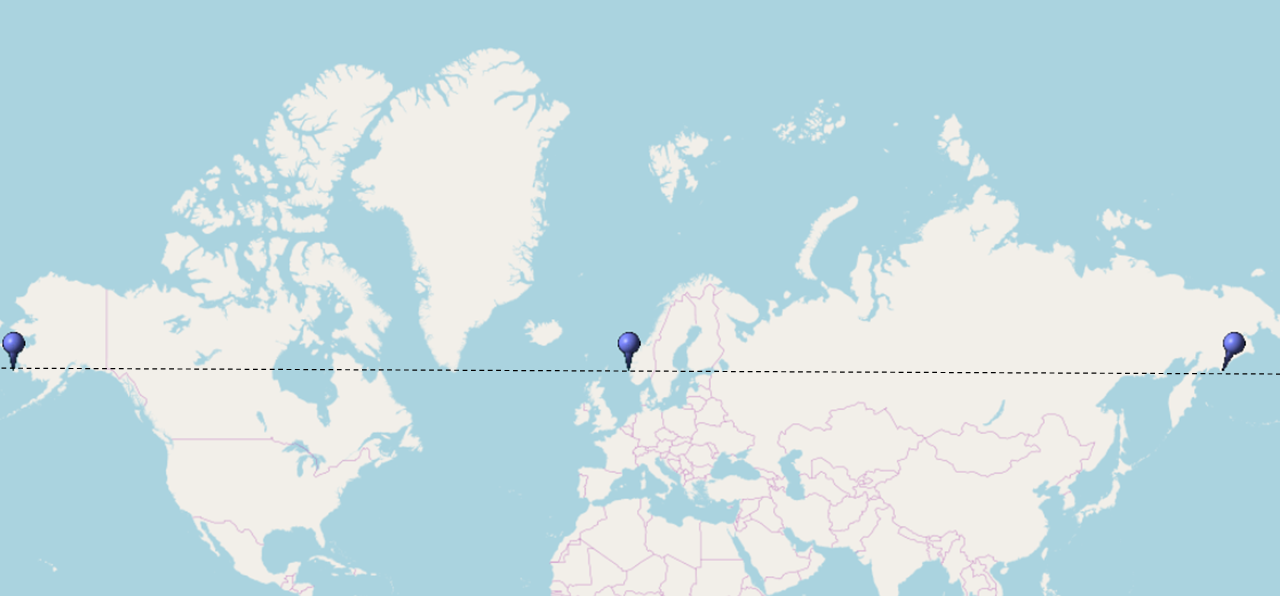 Rough outline of 60th parallel north