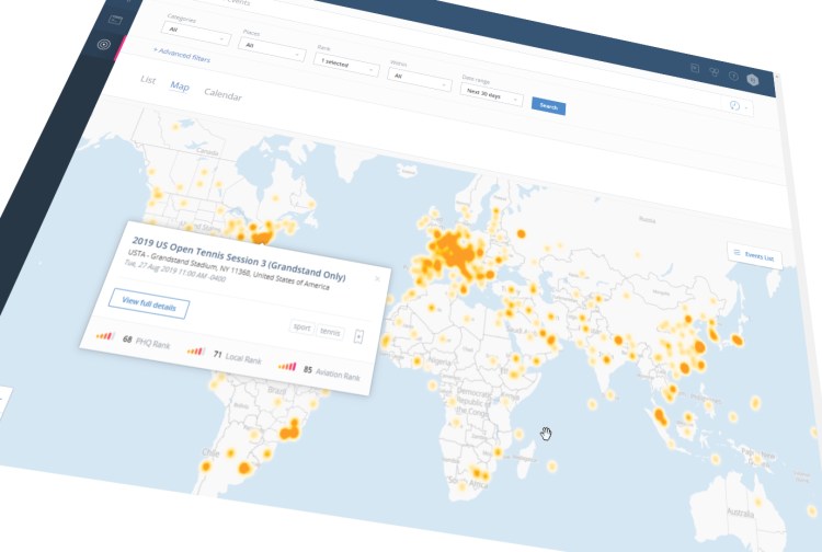 Example high-impact events as shown in PredictHQ's aviation rank