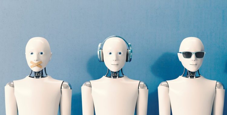 3D Rendering, Robots speaking no evil, hearing no evil, seeing no evil