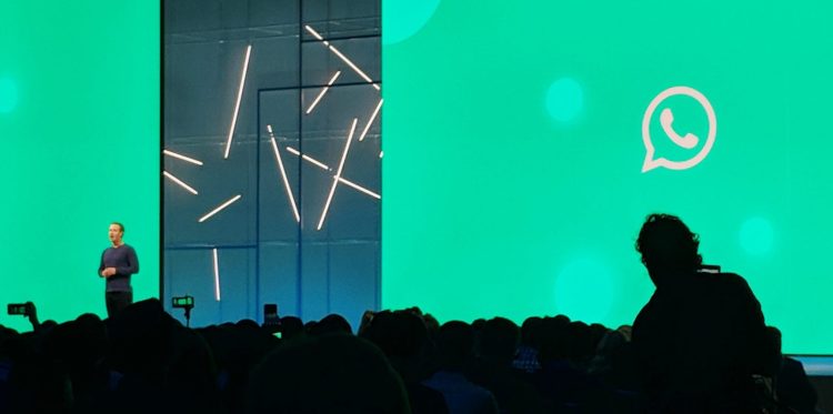 Facebook CEO Mark Zuckerberg onstage at F8 conference in May 2018 at the San Jose McEnery Convention Center 