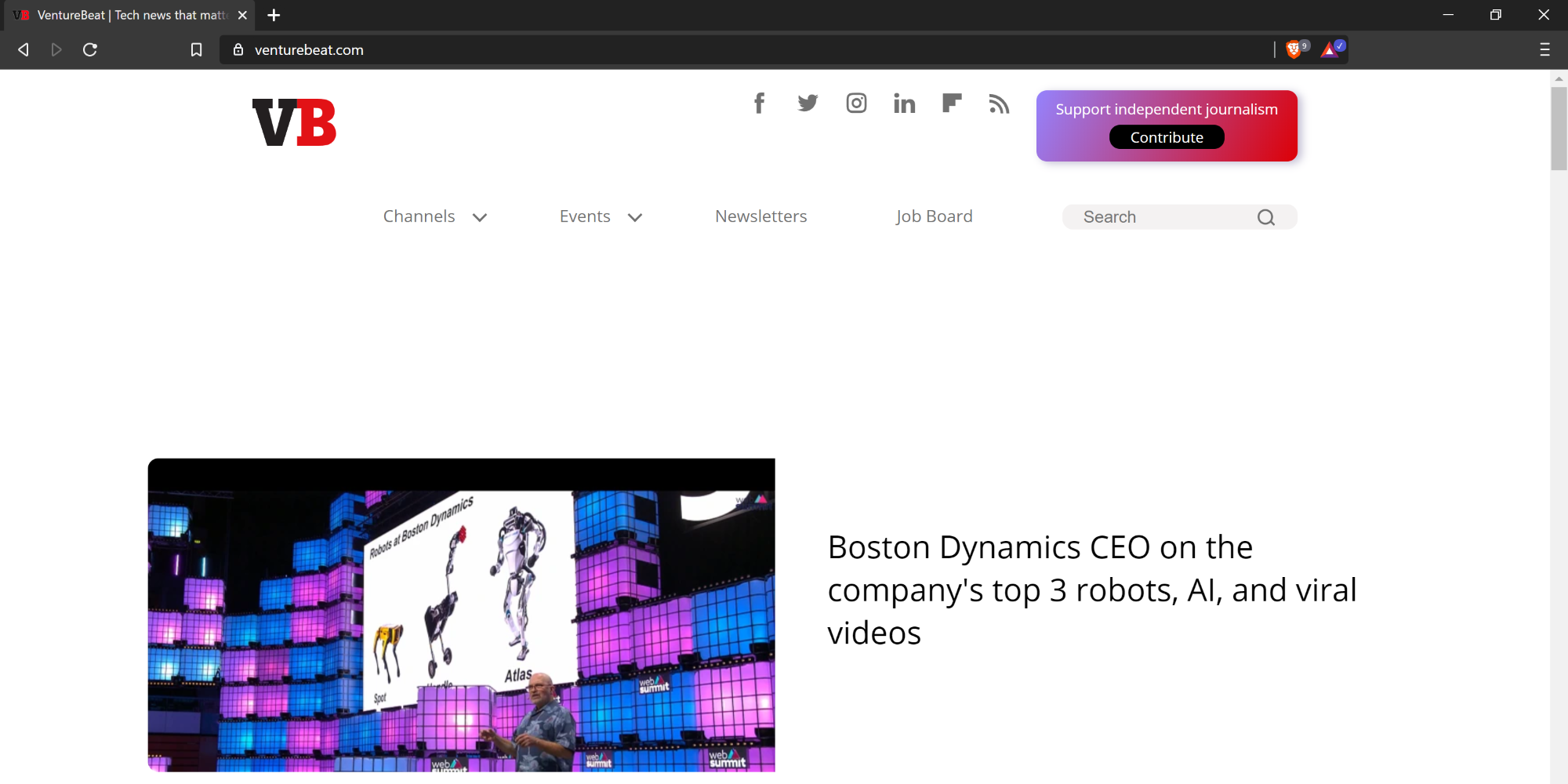VentureBeat in Brave