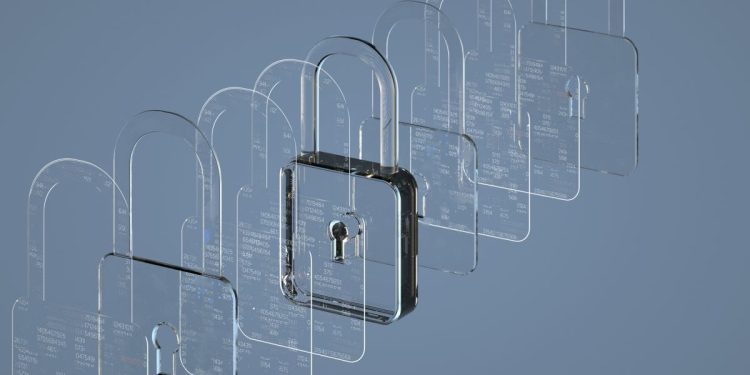 lock on gray background