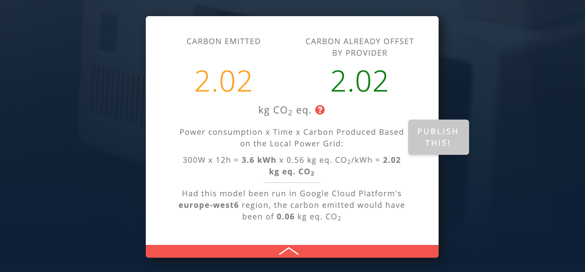 ML emissions calculator results