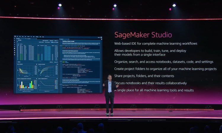 AWS CEO Andy Jassy introduces SageMaker Studio on-stage at 