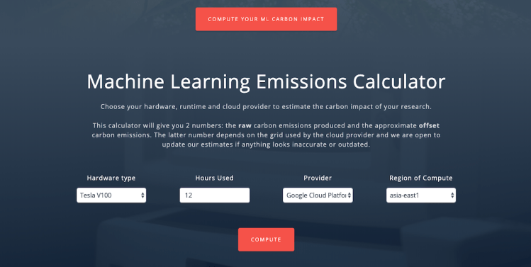 machine learning emissions calculator