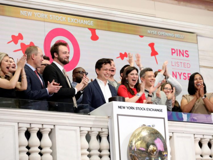 Pinterest cofounders Ben Silbermann and Evan Sharp at the New York Stock Exchange (NYSE) in 2019. REUTERS/Brendan McDermid