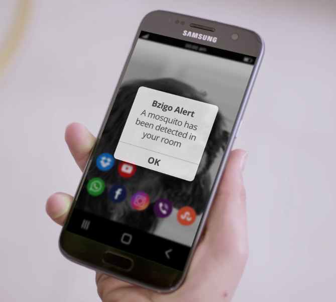 Bzigo notifies you on your phone when it has found a mosquito.