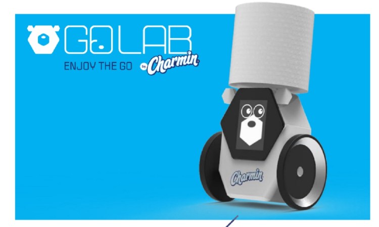 Charmin's RollBot brings you a roll when you need one.