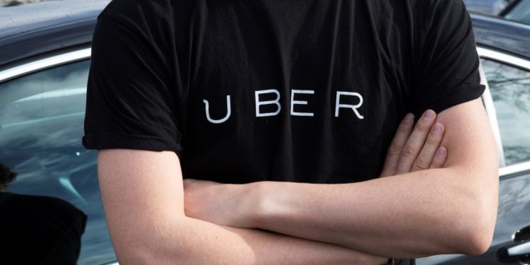 Man wearing an Uber t-shirt