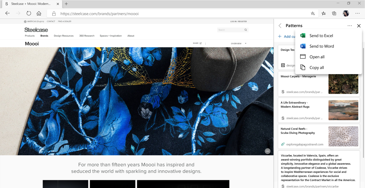 Edge Collections feature on desktop