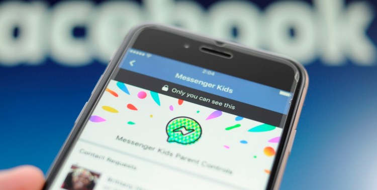 The Facebook Messenger application for kids is seen on a smartphone in this photo illusration on Decembner 4, 2017. 