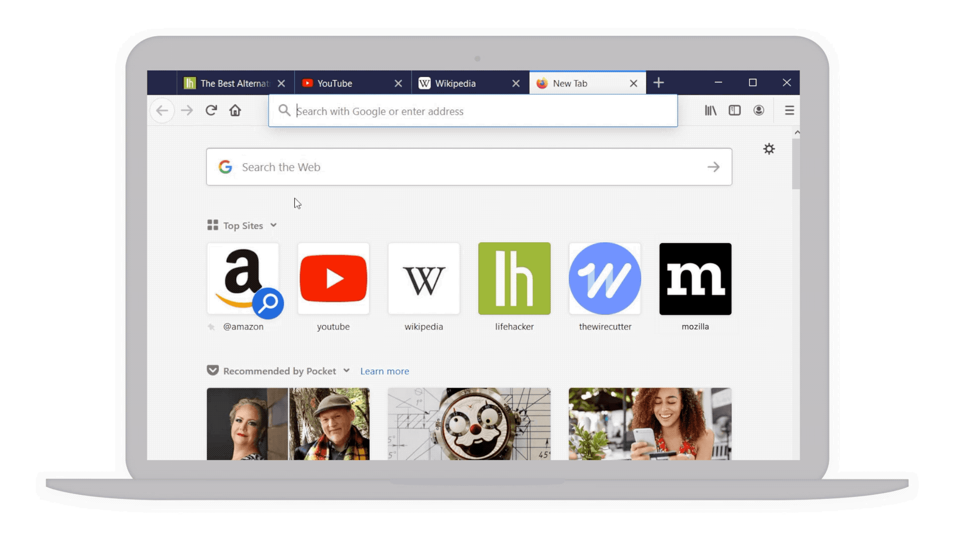 Firefox 75 search bar popular keywords