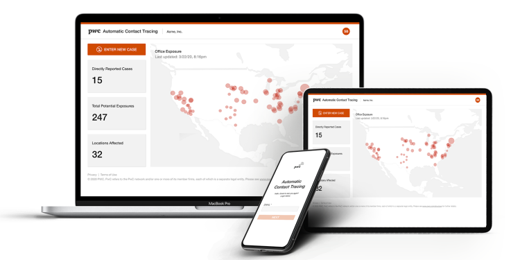 PricewaterhouseCoopers automated workplace contact tracing app