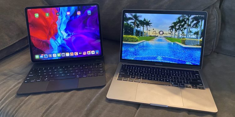 The 2020 iPad Pro (left) and 2020 13-inch MacBook Pro (right).