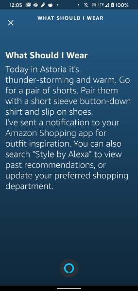 Amazon Alexa Style recommendations