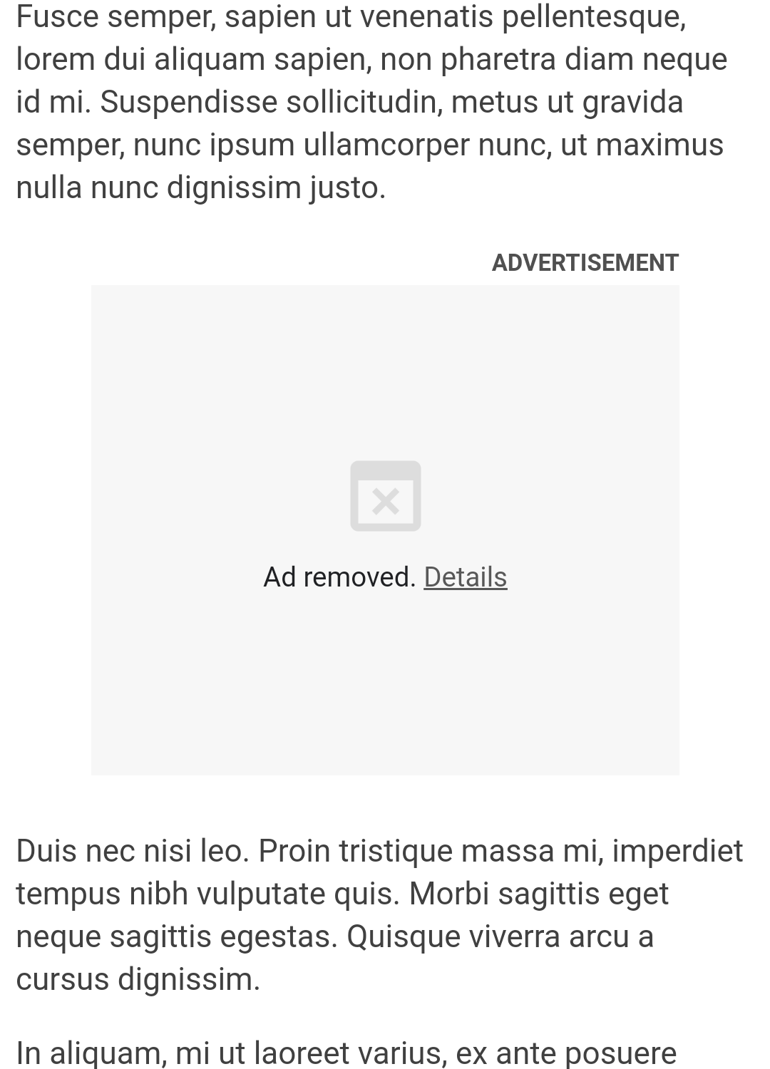 Chrome has removed a heavy ad