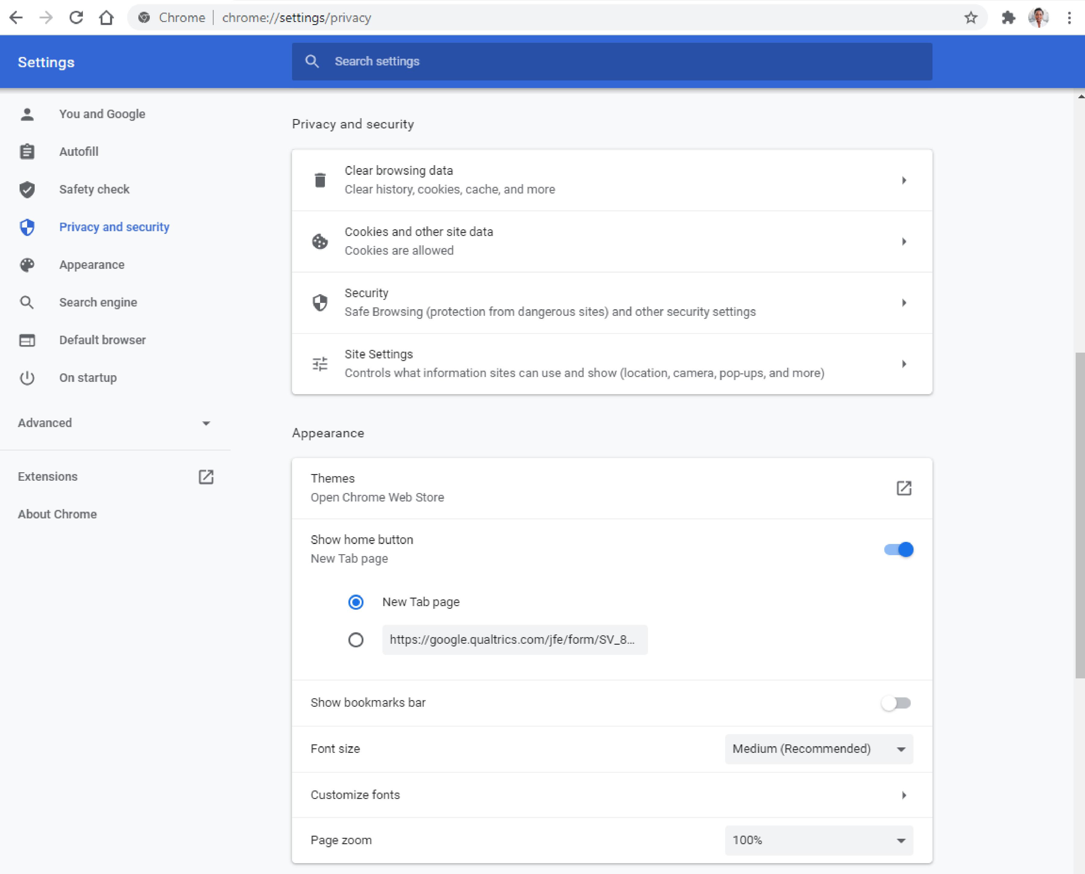 Chrome settings redesigned