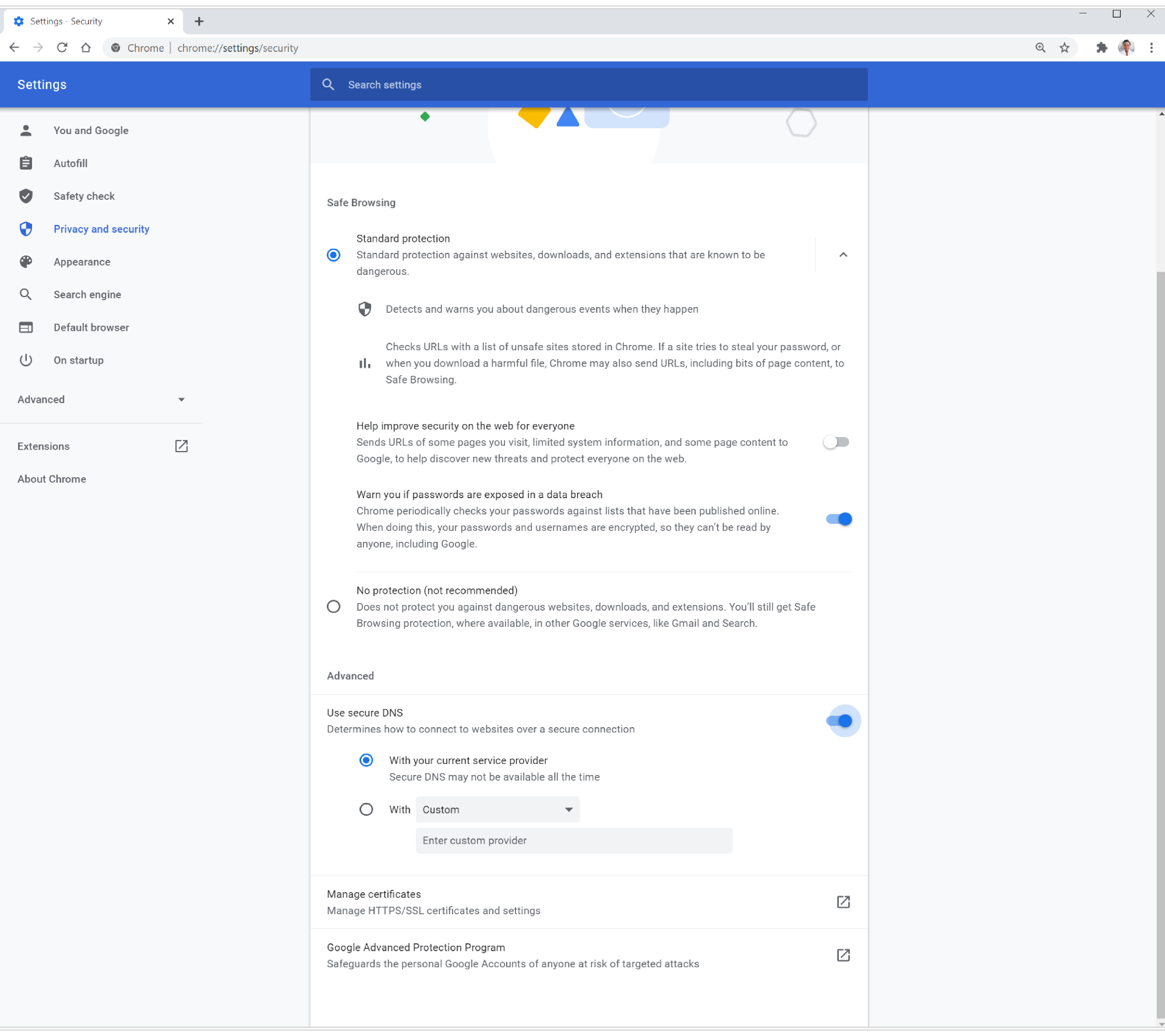 Chrome Secure DNS