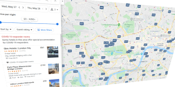 Google highlights hotels that cater to COVID-19 responders