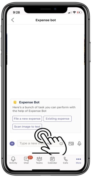 Microsoft Teams app mobile camera