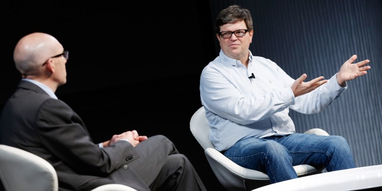 Facebook chief AI scientist Yann LeCun speaks with Cade Metz at a 2016 Wired event