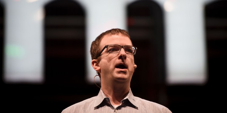 Facebook CTO Mike Schroepfer delivers a speech during the the Web Summit at Parque das Nacoes in Lisbon on November 8, 2016