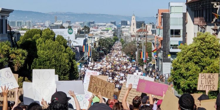 Black Lives Matter protest against white supremacy held June 3, 2020 in San Francisco