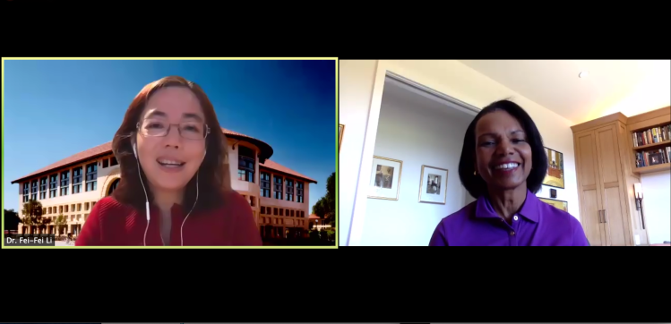 Stanford HAI codirector Dr. Fei-Fei Li and Hoover Institution director and former Secretary of State Condoleeza Rice talking about AI