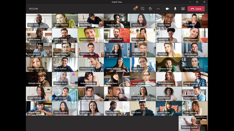 Microsoft Teams 49 video call participants