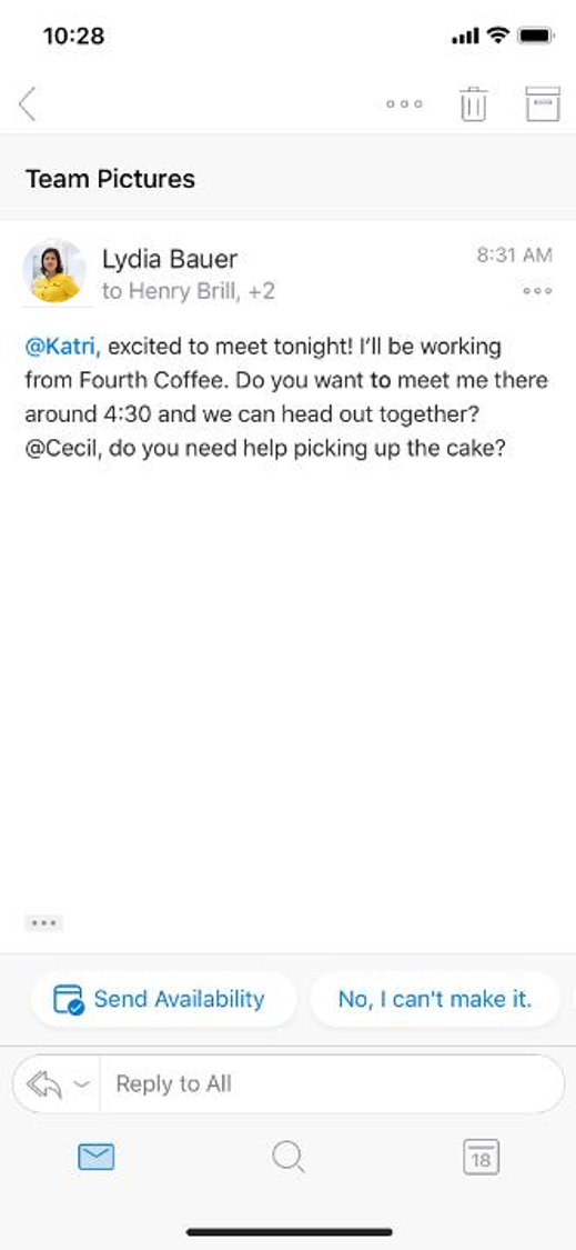 Outlook Suggested Replies