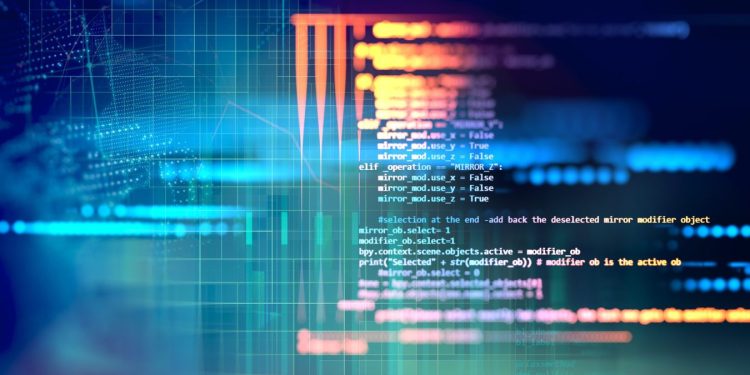 Programming code abstract technology background of software developer