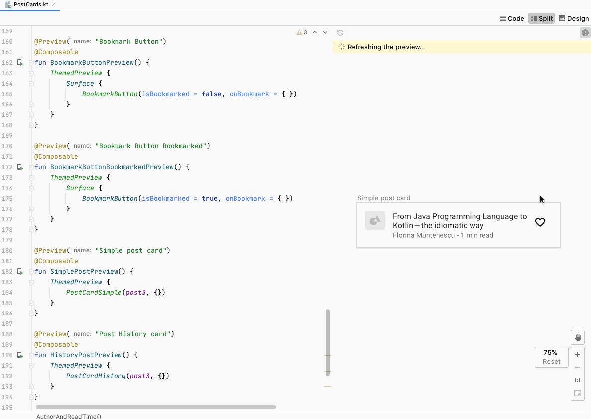 Android Jetpack Compose interactive preview