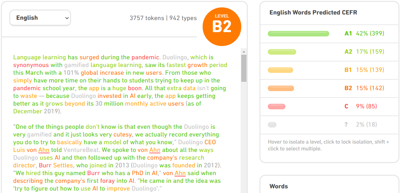 Duolingo CEFR Checker article