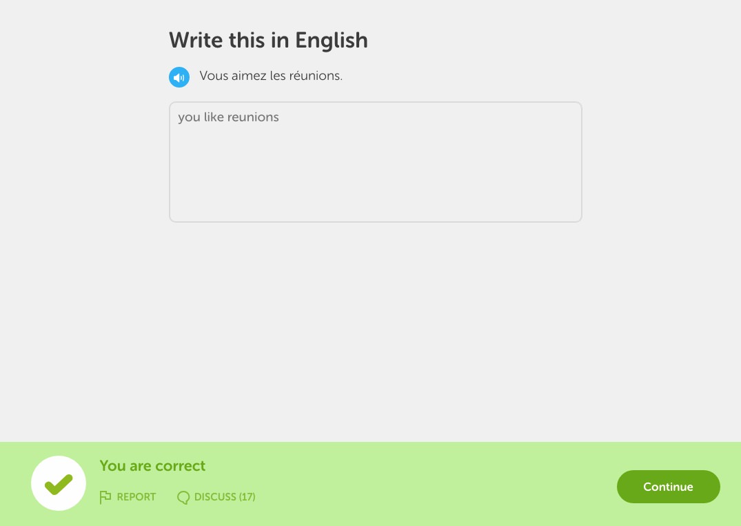 Duolingo right answer
